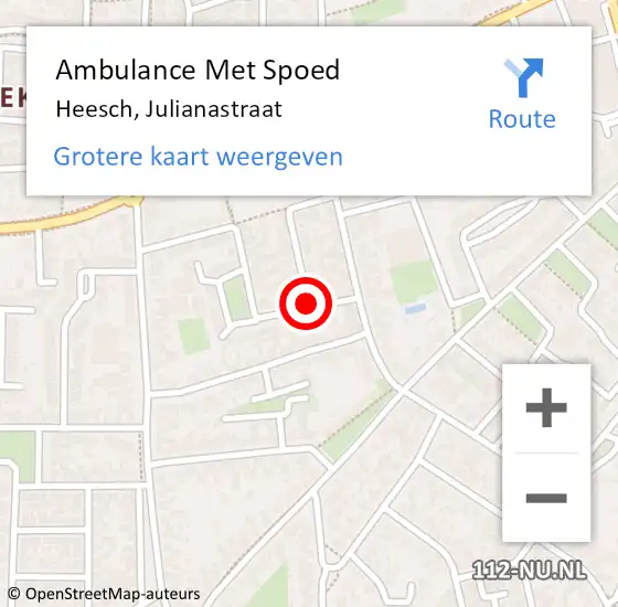 Locatie op kaart van de 112 melding: Ambulance Met Spoed Naar Heesch, Julianastraat op 7 februari 2019 15:37