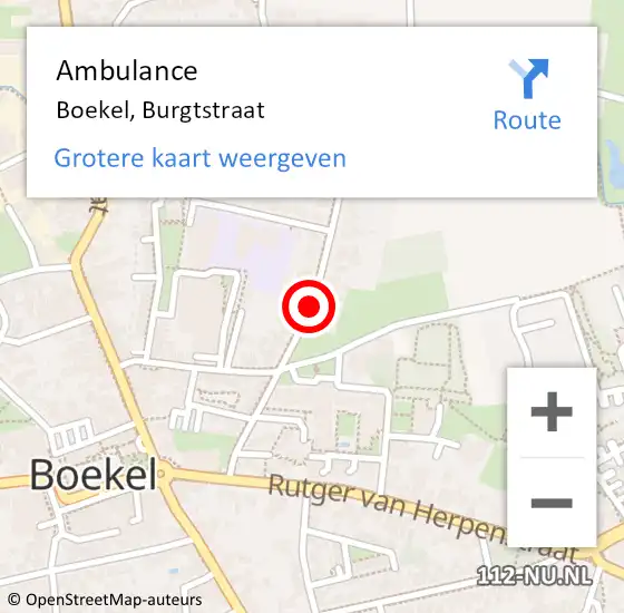 Locatie op kaart van de 112 melding: Ambulance Boekel, Burgtstraat op 7 februari 2019 16:18