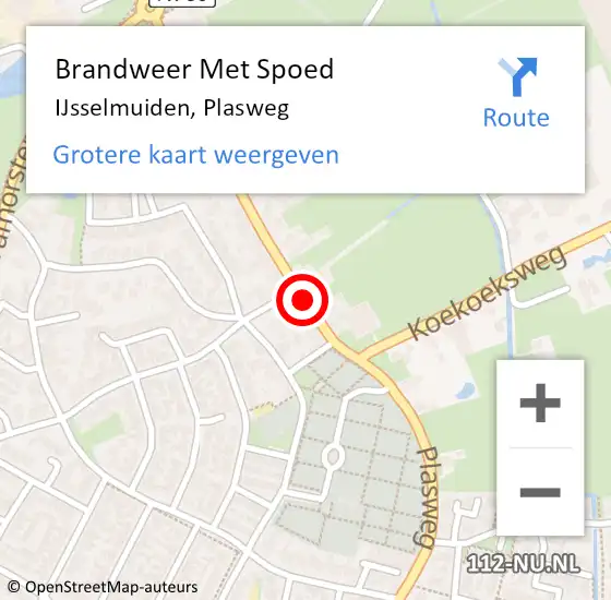 Locatie op kaart van de 112 melding: Brandweer Met Spoed Naar IJsselmuiden, Plasweg op 7 februari 2019 16:55