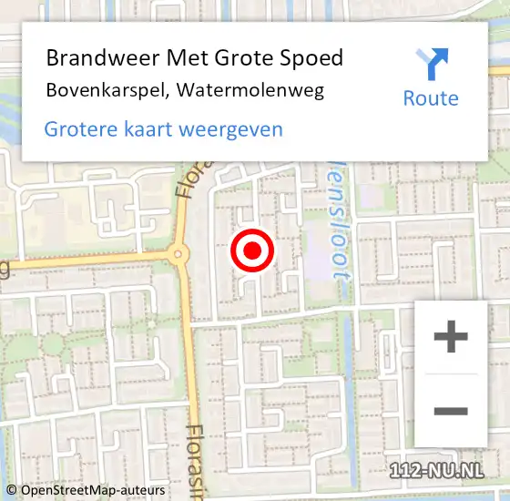 Locatie op kaart van de 112 melding: Brandweer Met Grote Spoed Naar Bovenkarspel, Watermolenweg op 7 februari 2019 17:24