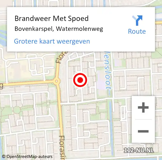 Locatie op kaart van de 112 melding: Brandweer Met Spoed Naar Bovenkarspel, Watermolenweg op 7 februari 2019 17:50