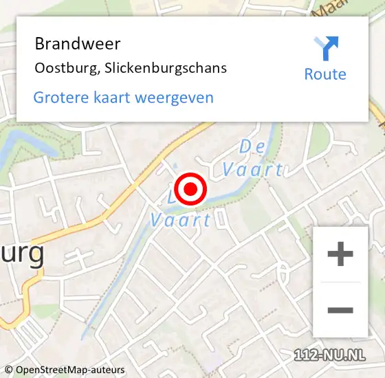 Locatie op kaart van de 112 melding: Brandweer Oostburg, Slickenburgschans op 7 februari 2019 19:40