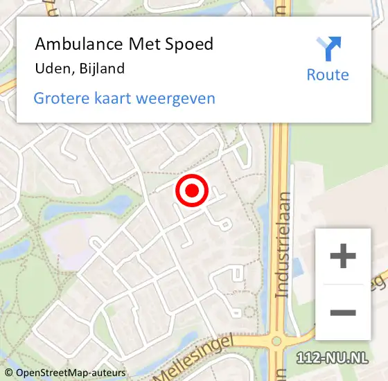 Locatie op kaart van de 112 melding: Ambulance Met Spoed Naar Uden, Bijland op 7 februari 2019 20:24