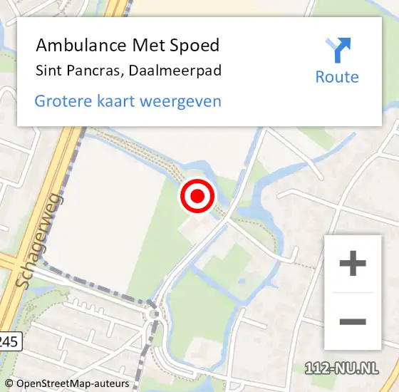 Locatie op kaart van de 112 melding: Ambulance Met Spoed Naar Sint Pancras, Daalmeerpad op 7 februari 2019 20:47