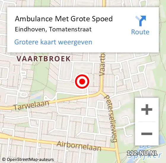 Locatie op kaart van de 112 melding: Ambulance Met Grote Spoed Naar Eindhoven, Tomatenstraat op 7 februari 2019 22:38