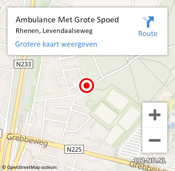 Locatie op kaart van de 112 melding: Ambulance Met Grote Spoed Naar Rhenen, Levendaalseweg op 7 februari 2019 23:17