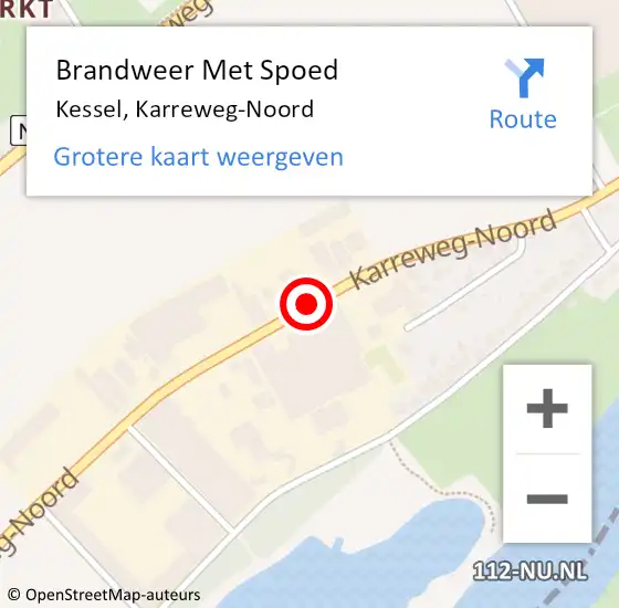 Locatie op kaart van de 112 melding: Brandweer Met Spoed Naar Kessel, Karreweg-Noord op 8 februari 2019 05:24
