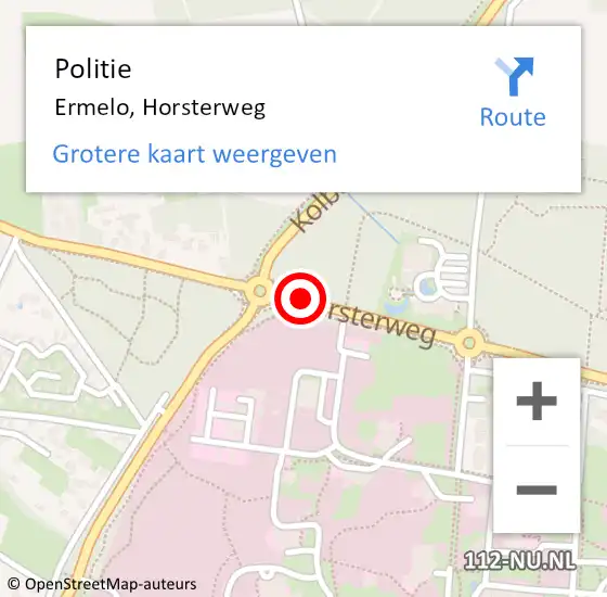 Locatie op kaart van de 112 melding: Politie Ermelo, Horsterweg op 8 februari 2019 08:26