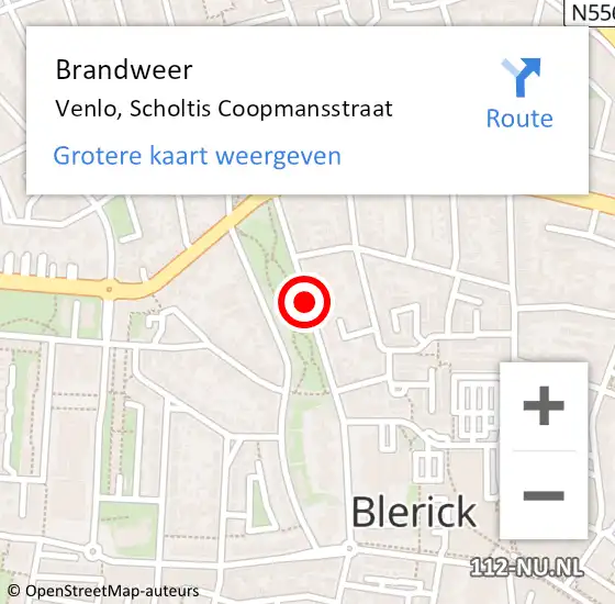 Locatie op kaart van de 112 melding: Brandweer Venlo, Scholtis Coopmansstraat op 8 februari 2019 08:34