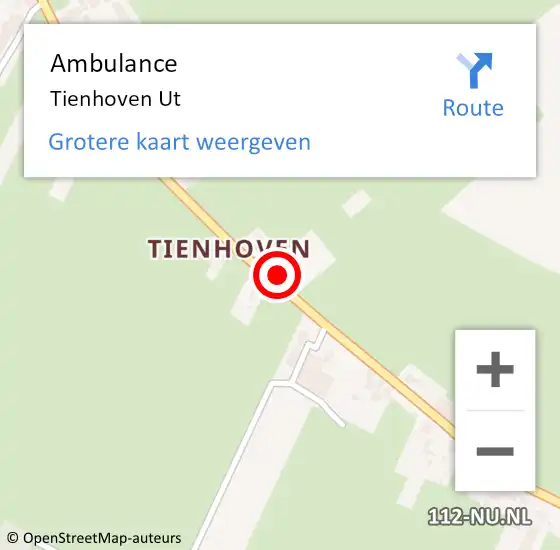 Locatie op kaart van de 112 melding: Ambulance Tienhoven Ut op 8 februari 2019 08:46