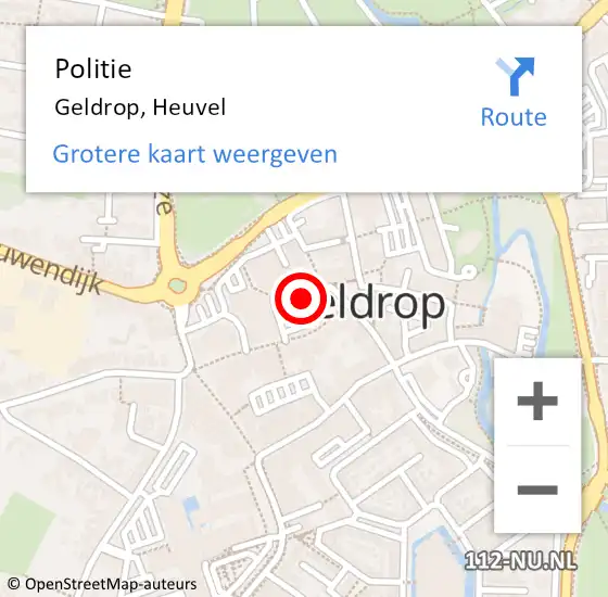 Locatie op kaart van de 112 melding: Politie Geldrop, Heuvel op 8 februari 2019 09:47
