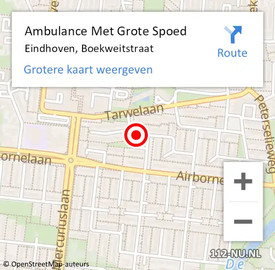 Locatie op kaart van de 112 melding: Ambulance Met Grote Spoed Naar Eindhoven, Boekweitstraat op 8 februari 2019 10:45