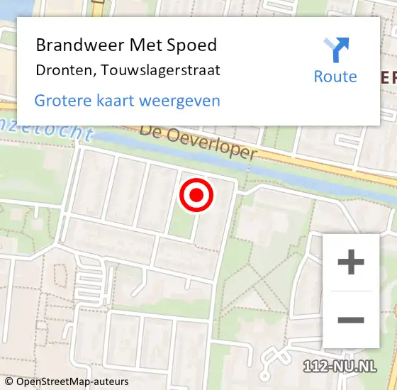 Locatie op kaart van de 112 melding: Brandweer Met Spoed Naar Dronten, Touwslagerstraat op 8 februari 2019 12:24