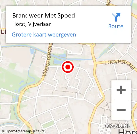 Locatie op kaart van de 112 melding: Brandweer Met Spoed Naar Horst, Vijverlaan op 8 februari 2019 12:33