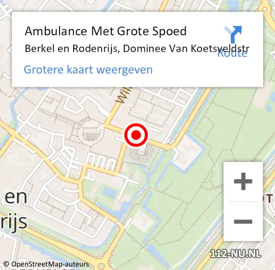 Locatie op kaart van de 112 melding: Ambulance Met Grote Spoed Naar Berkel en Rodenrijs, Dominee Van Koetsveldstr op 8 februari 2019 12:42