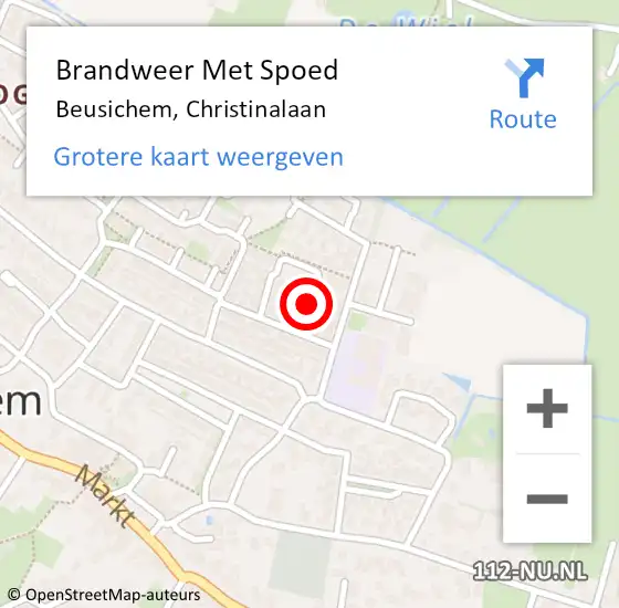 Locatie op kaart van de 112 melding: Brandweer Met Spoed Naar Beusichem, Christinalaan op 8 februari 2019 12:43