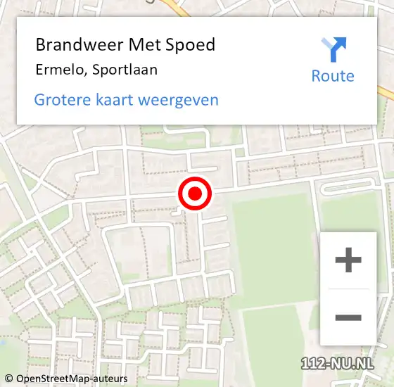 Locatie op kaart van de 112 melding: Brandweer Met Spoed Naar Ermelo, Sportlaan op 8 februari 2019 12:50