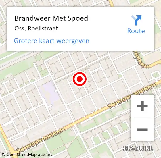 Locatie op kaart van de 112 melding: Brandweer Met Spoed Naar Oss, Roellstraat op 8 februari 2019 14:58