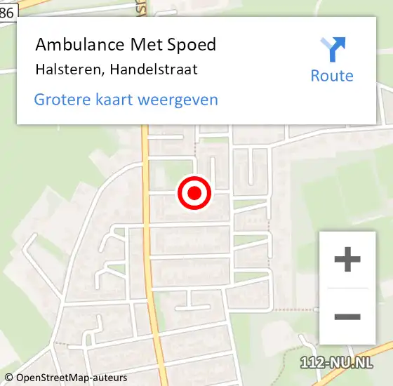 Locatie op kaart van de 112 melding: Ambulance Met Spoed Naar Halsteren, Handelstraat op 8 februari 2019 16:00
