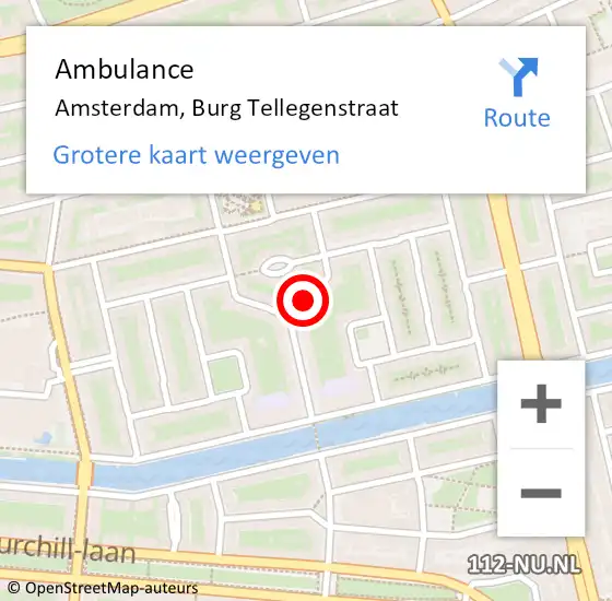 Locatie op kaart van de 112 melding: Ambulance Amsterdam, Burg Tellegenstraat op 8 februari 2019 16:34
