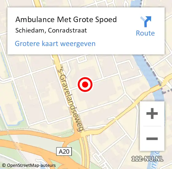 Locatie op kaart van de 112 melding: Ambulance Met Grote Spoed Naar Schiedam, Conradstraat op 8 februari 2019 16:44