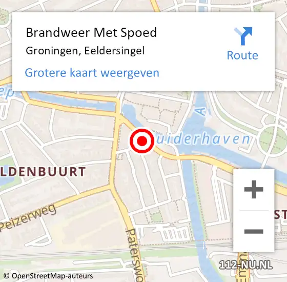 Locatie op kaart van de 112 melding: Brandweer Met Spoed Naar Groningen, Eeldersingel op 8 februari 2019 16:45