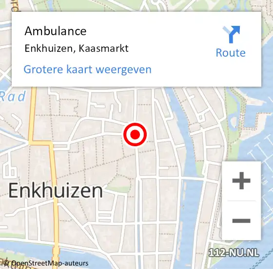 Locatie op kaart van de 112 melding: Ambulance Enkhuizen, Kaasmarkt op 8 februari 2019 17:01