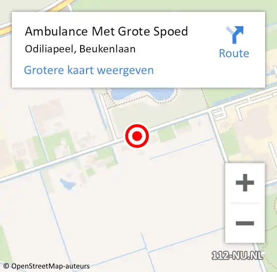 Locatie op kaart van de 112 melding: Ambulance Met Grote Spoed Naar Odiliapeel, Beukenlaan op 8 februari 2019 17:41