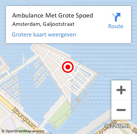 Locatie op kaart van de 112 melding: Ambulance Met Grote Spoed Naar Amsterdam, Galjootstraat op 8 februari 2019 17:59