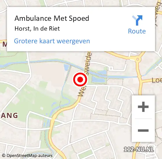 Locatie op kaart van de 112 melding: Ambulance Met Spoed Naar Horst, In de Riet op 8 februari 2019 18:15