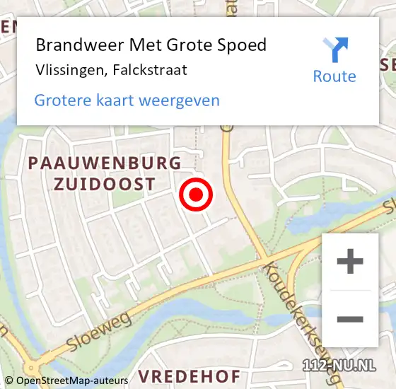 Locatie op kaart van de 112 melding: Brandweer Met Grote Spoed Naar Vlissingen, Falckstraat op 8 februari 2019 18:28