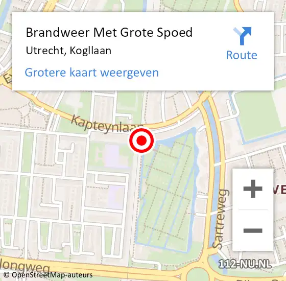 Locatie op kaart van de 112 melding: Brandweer Met Grote Spoed Naar Utrecht, Kogllaan op 8 februari 2019 20:15