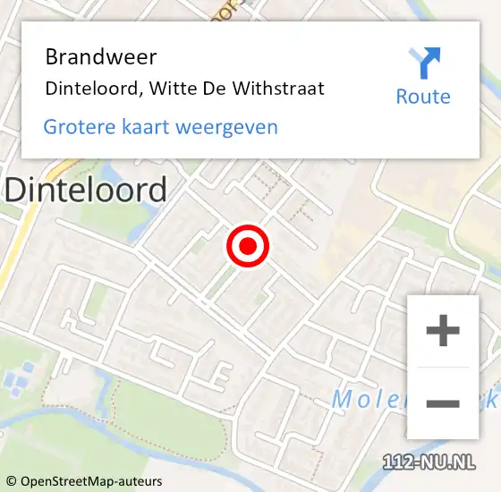 Locatie op kaart van de 112 melding: Brandweer Dinteloord, Witte De Withstraat op 8 februari 2019 20:37