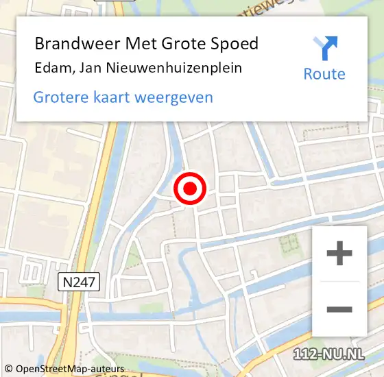 Locatie op kaart van de 112 melding: Brandweer Met Grote Spoed Naar Edam, Jan Nieuwenhuizenplein op 8 februari 2019 20:39