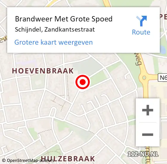 Locatie op kaart van de 112 melding: Brandweer Met Grote Spoed Naar Schijndel, Zandkantsestraat op 8 februari 2019 22:12