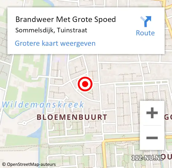 Locatie op kaart van de 112 melding: Brandweer Met Grote Spoed Naar Sommelsdijk, Tuinstraat op 8 februari 2019 22:19