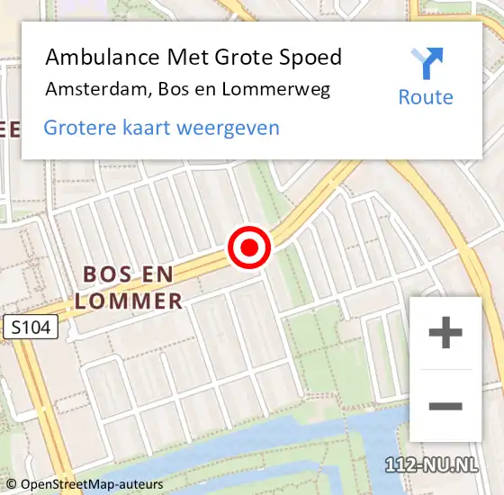 Locatie op kaart van de 112 melding: Ambulance Met Grote Spoed Naar Amsterdam, Bos en Lommerweg op 8 februari 2019 22:24