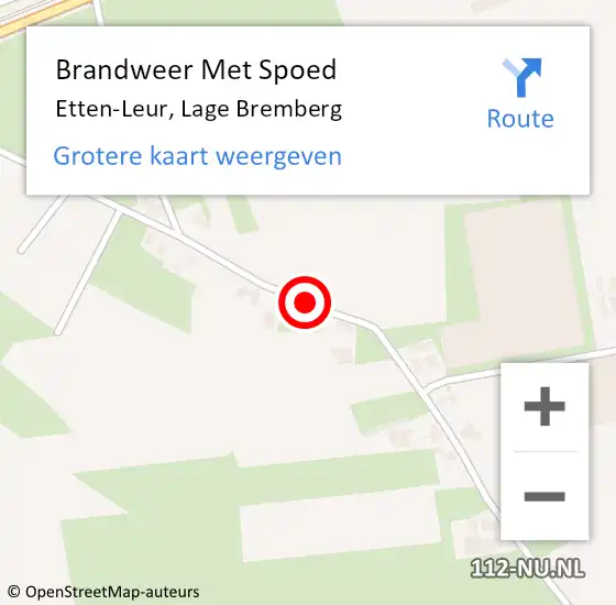 Locatie op kaart van de 112 melding: Brandweer Met Spoed Naar Etten-Leur, Lage Bremberg op 8 februari 2019 23:29