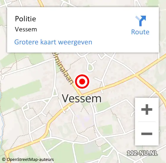 Locatie op kaart van de 112 melding: Politie Vessem op 9 februari 2019 03:42