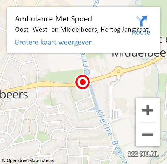 Locatie op kaart van de 112 melding: Ambulance Met Spoed Naar Oost- West- en Middelbeers, Hertog Janstraat op 9 februari 2019 07:40