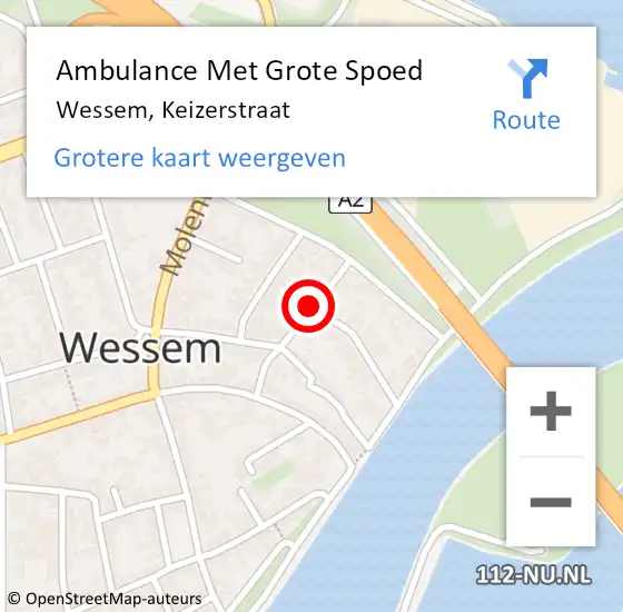 Locatie op kaart van de 112 melding: Ambulance Met Grote Spoed Naar Wessem, Keizerstraat op 9 februari 2019 08:24