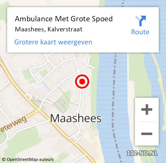 Locatie op kaart van de 112 melding: Ambulance Met Grote Spoed Naar Maashees, Kalverstraat op 23 maart 2014 02:08