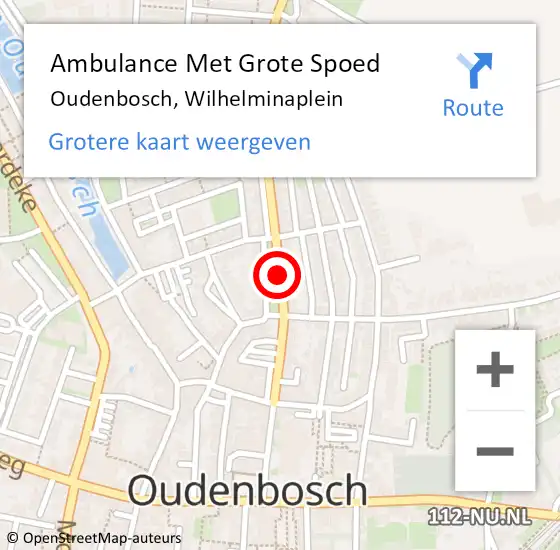 Locatie op kaart van de 112 melding: Ambulance Met Grote Spoed Naar Oudenbosch, Wilhelminaplein op 9 februari 2019 10:15