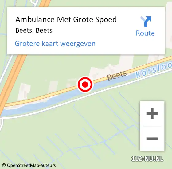 Locatie op kaart van de 112 melding: Ambulance Met Grote Spoed Naar Beets, Beets op 9 februari 2019 10:27