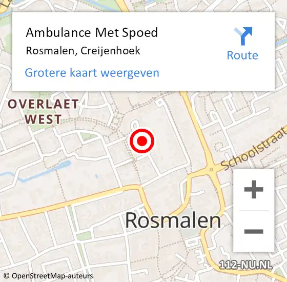 Locatie op kaart van de 112 melding: Ambulance Met Spoed Naar Rosmalen, Creijenhoek op 9 februari 2019 10:27