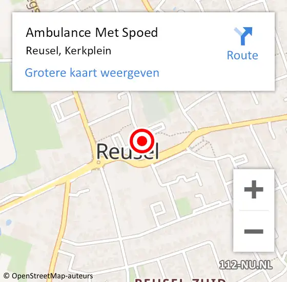 Locatie op kaart van de 112 melding: Ambulance Met Spoed Naar Reusel, Kerkplein op 9 februari 2019 10:42