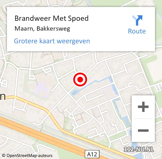 Locatie op kaart van de 112 melding: Brandweer Met Spoed Naar Maarn, Bakkersweg op 9 februari 2019 11:12