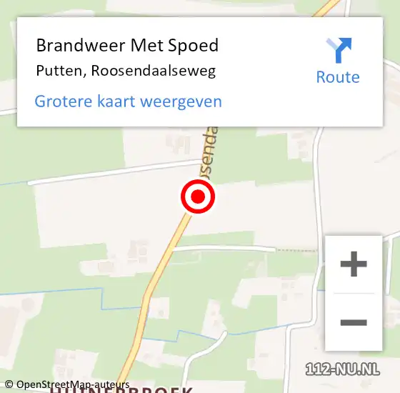 Locatie op kaart van de 112 melding: Brandweer Met Spoed Naar Putten, Roosendaalseweg op 9 februari 2019 11:24