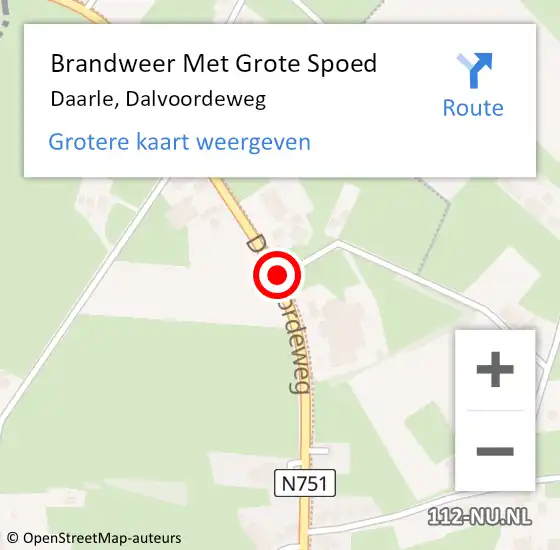 Locatie op kaart van de 112 melding: Brandweer Met Grote Spoed Naar Daarle, Dalvoordeweg op 9 februari 2019 11:27