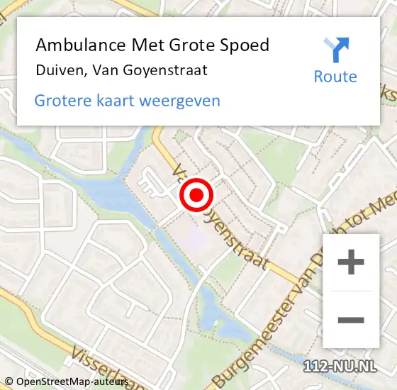 Locatie op kaart van de 112 melding: Ambulance Met Grote Spoed Naar Duiven, Van Goyenstraat op 9 februari 2019 11:28